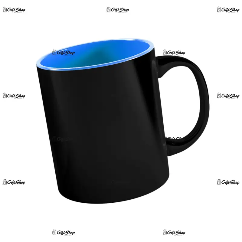 .interior albastru deschis, cana neagra termosensibila, din ceramica, personalizata